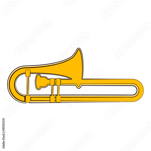 Isolated trombone sketch. Musical instrument