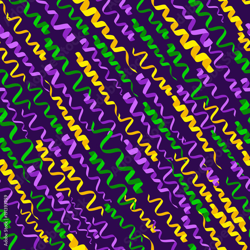 Mardi gras seamless pattern with bright serpantine