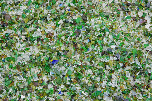 Fragments of glass at a UK recycling plant