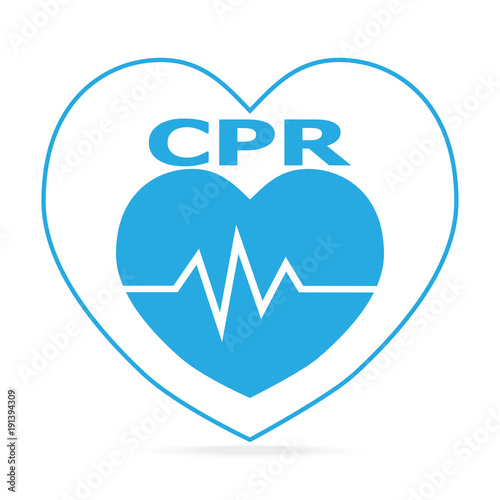 CPR, Cardiopulmonary resuscitation blue icon.