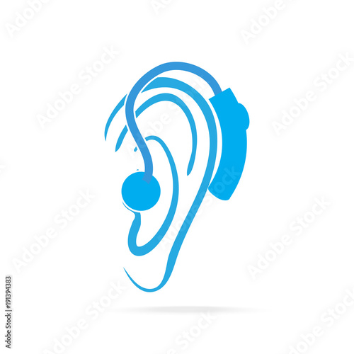 c00Wearing hearing aid blue icon, Hearing and ear icon