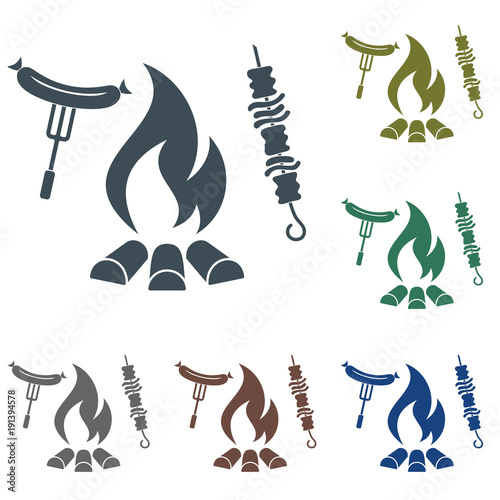 Grilled kebab and sausage icon