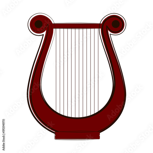 Isolated lyre sketch. Musical instrument