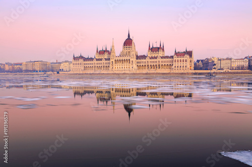 Photography Hungarian parliament building at winter