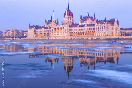 Hungarian parliament building at winter