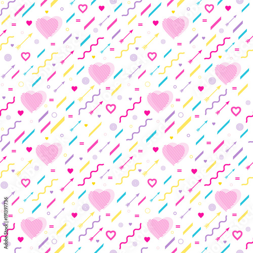 Seamless pattern with hearts  and arrows, background for Valentine's Day or weddings