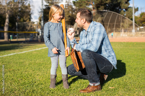 Photography Father daughter baseball