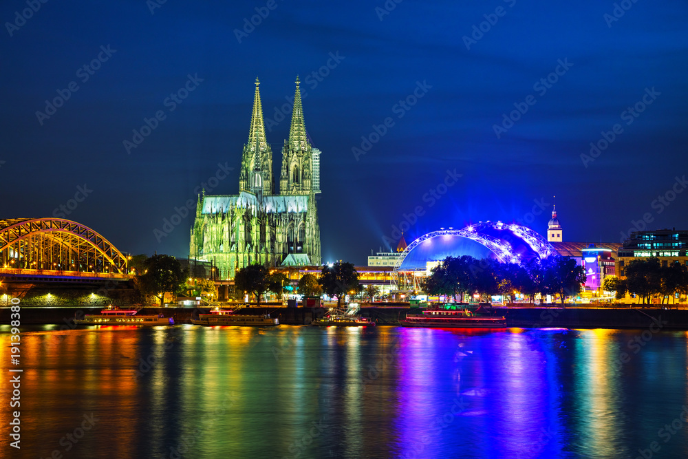 Cologne overview after sunset