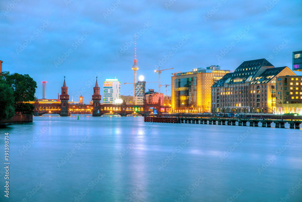 Berlin cityscape with Oberbaum bridge