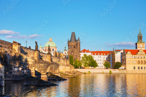 Obraz na płótnie The Old Town Charles bridge tower in Prague w salonie