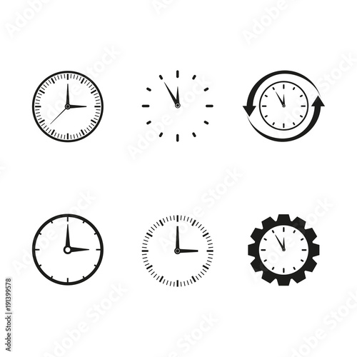 Work time clocks set icons