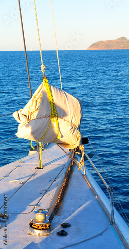 concept of sport and  relax    in the  catamaran  deck