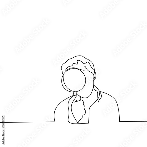 man with magnifying glass - single line drawing