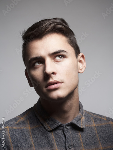 Portrait of a Teenage Boy in Shirt.