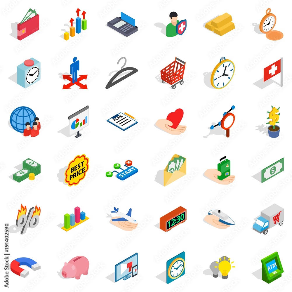 Checkout icons set, isometric style Checkout icons set, isometric style