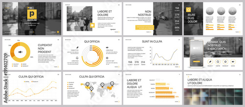 Yellow presentation templates elements on a white background. Vector infographics. Use in Presentation, flyer and leaflet, corporate report, marketing, advertising, annual report, banner.