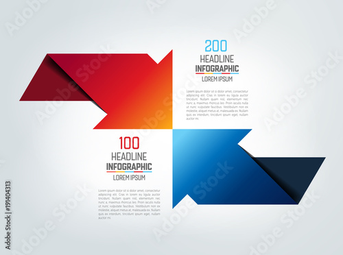 Two arrows in opposite direction infographic, chart, scheme, diagram.