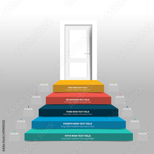 Door and stairs infographic, diagram, scheme, chart, template.