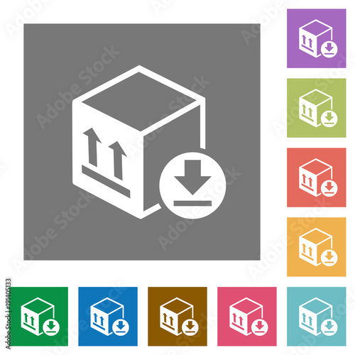 Package arrival square flat icons