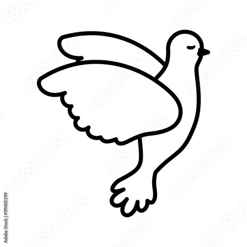 pigeon peace flying in side view on black silhouette vector illustration