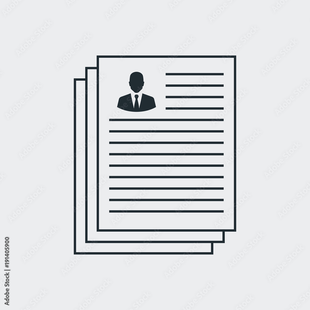 Fototapeta premium Icono plano Curriculum vitae en fondo gris