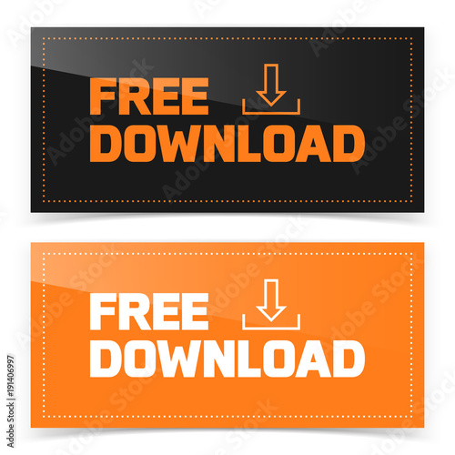 Banner button design with free download icon