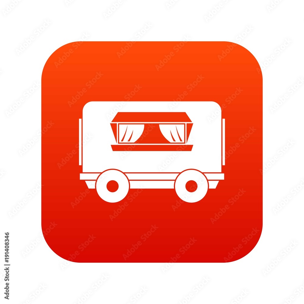 Food trailer icon digital red Food trailer icon digital red