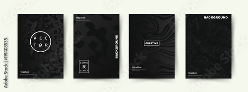 Elegant Black color covers set. Abstract shapes with gradients. Trendy design. Eps10 vector.
