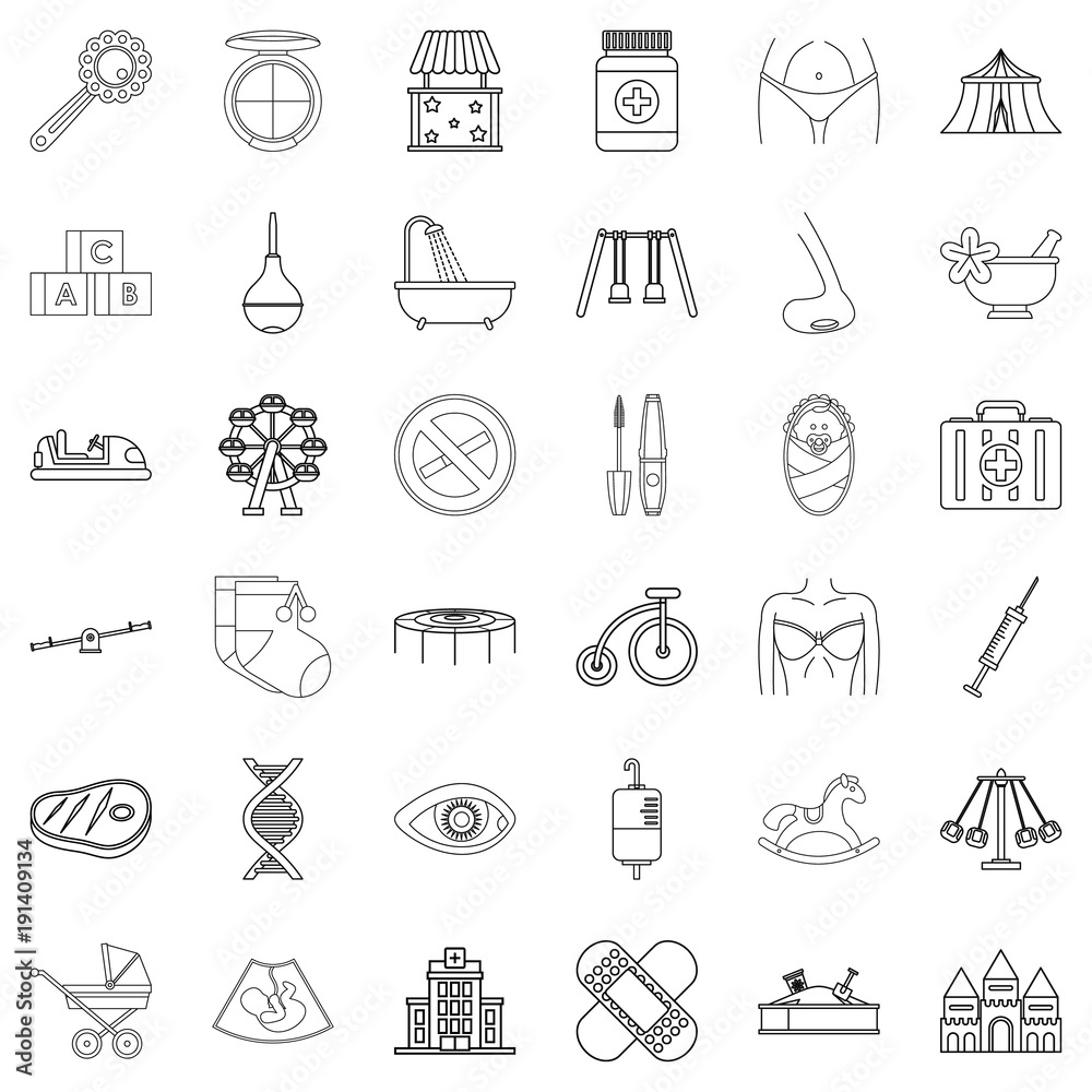 Hereditary icons set, outline style