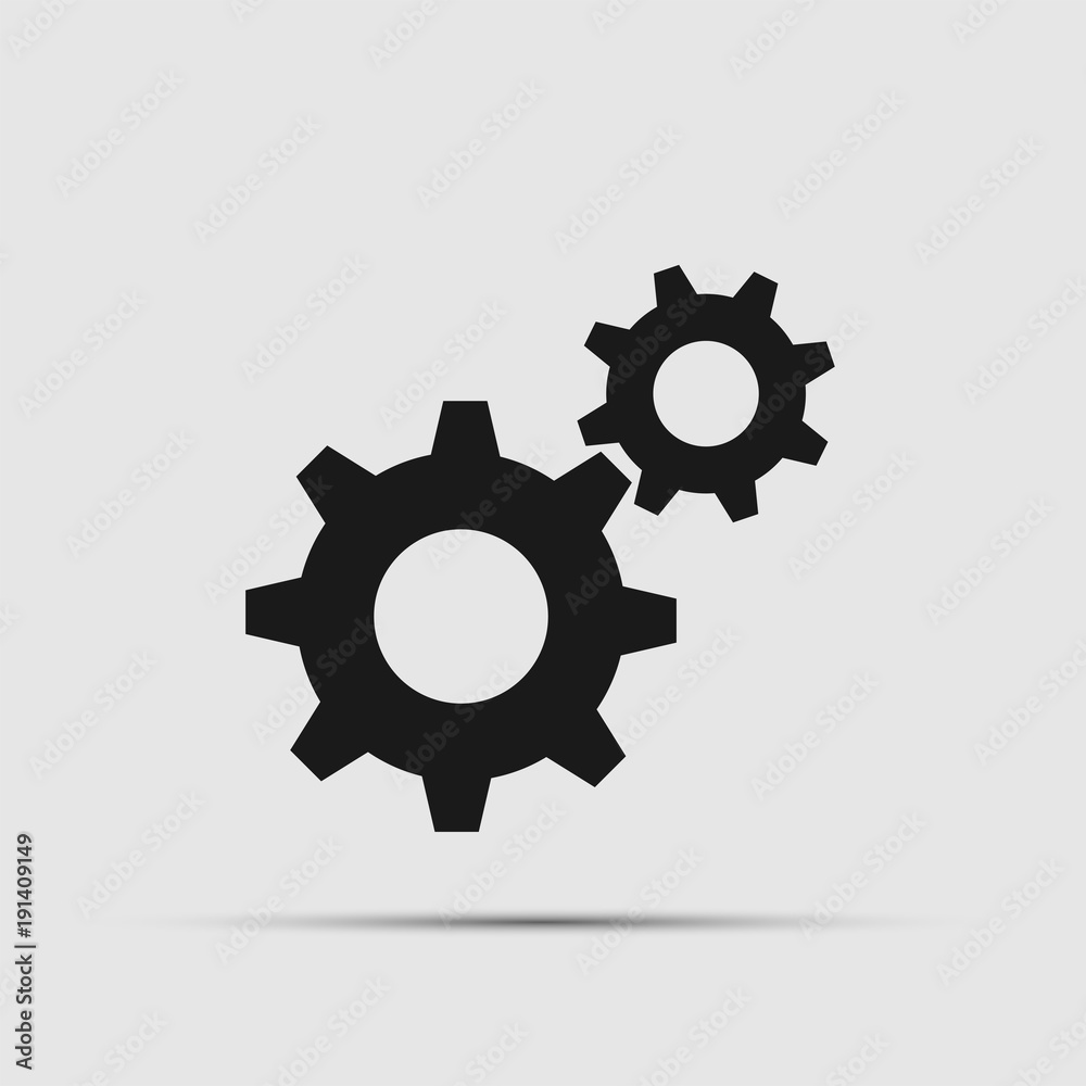 gear set icons on the background.
