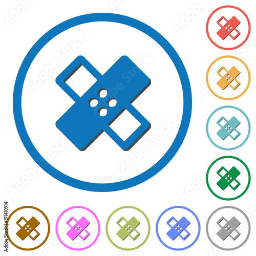 Band aid icons with shadows and outlines