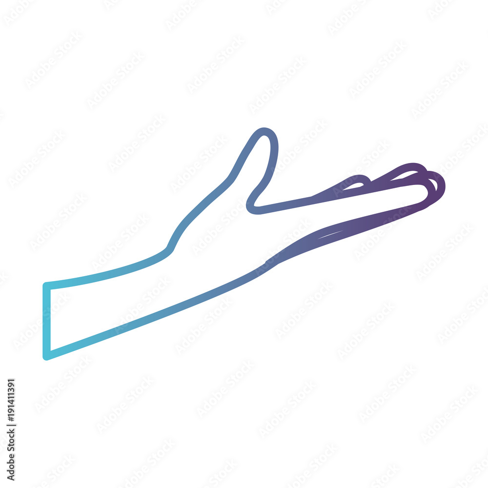 arm extended hand gesture on gradient color silhouette from blue to purple vector illustration arm extended hand gesture on gradient color silhouette from blue to purple vector illustration