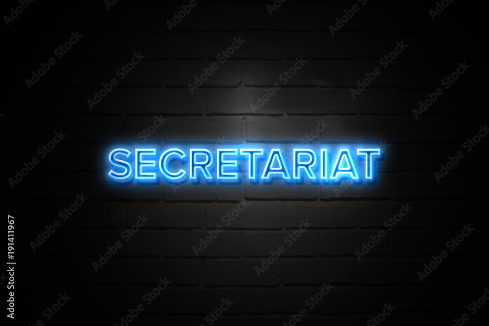 Secretariat neon Sign on brickwall Secretariat neon Sign on brickwall