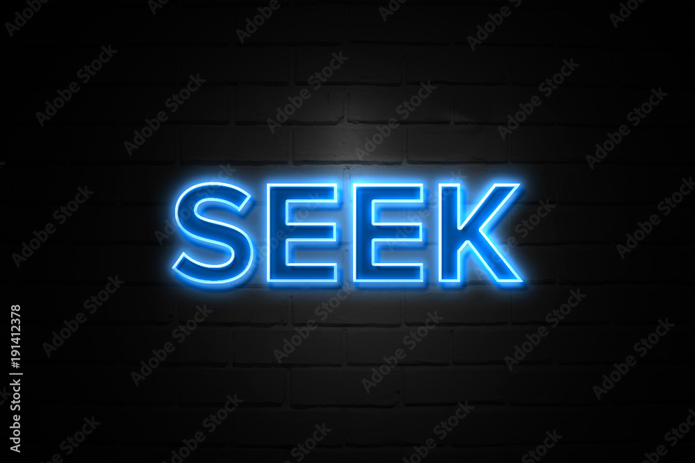 Seek neon Sign on brickwall