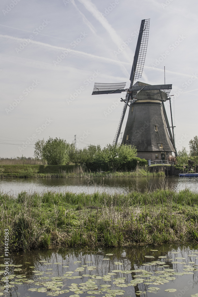 one of the famous windmills at Kinderdijk in the Netherlands a UNESCO World Heritage site