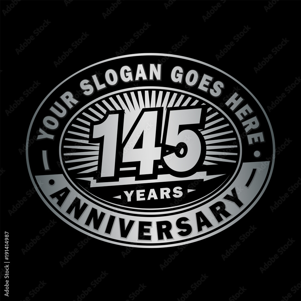 145 years anniversary design template. Vector and illustration. 145th logo. 
