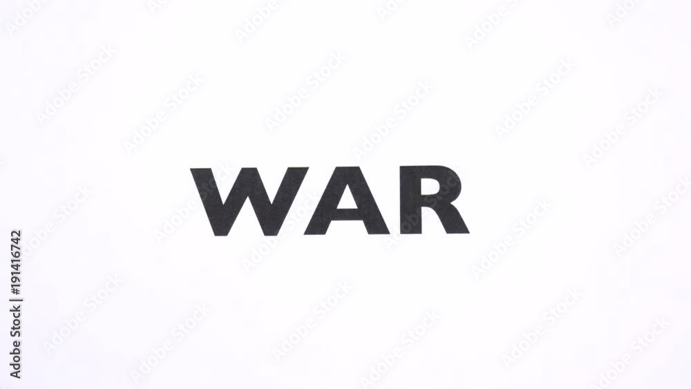 WAR prohibition symbol, refuse army, conflict ban writing copy space ...