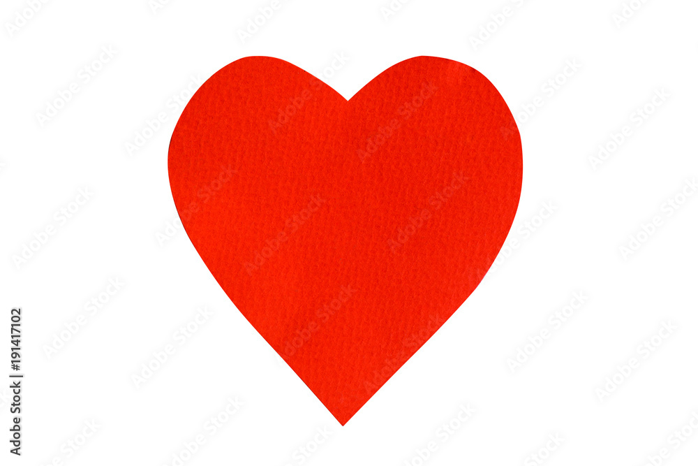 Big red heart paper isolate on white background. valentines day concept.