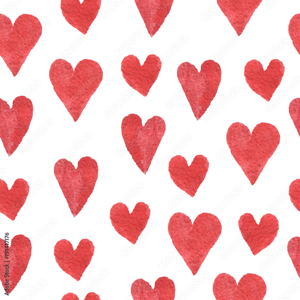 Watercolor seamless pattern with heart