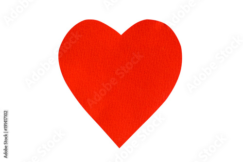 Big red heart paper isolate on white background. valentines day concept.