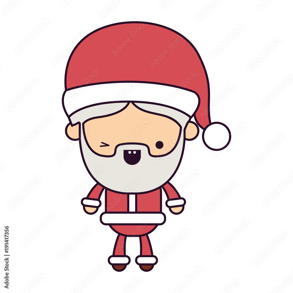 santa claus cartoon full body wink eye expression colorful silhouette on white background vector illustration santa claus cartoon full body wink eye expression colorful silhouette on white background vector illustration