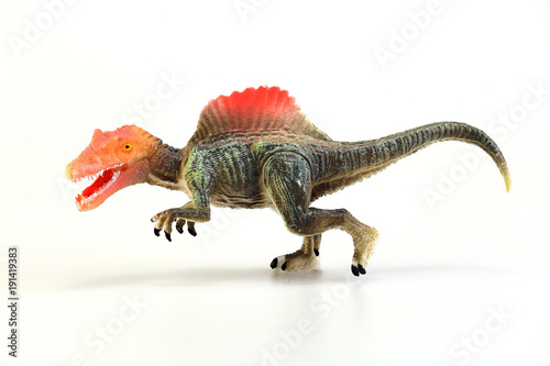 Shooting dinosaur isolated on white background, Animal concept.