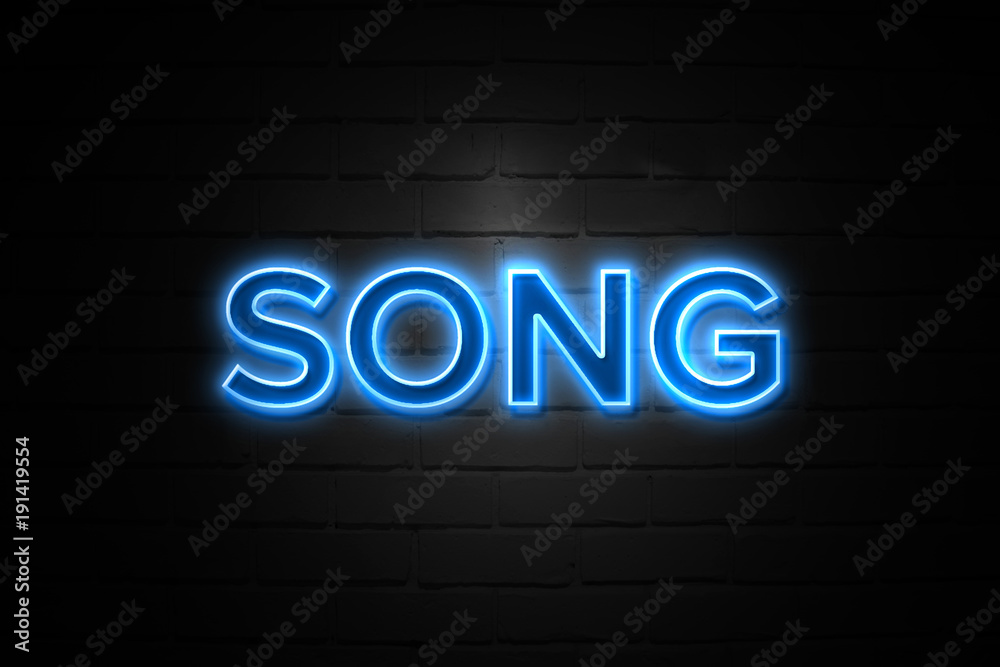 Song neon Sign on brickwall