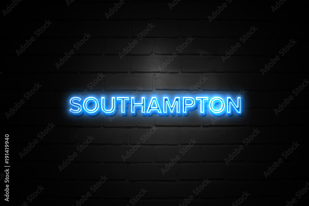 Southampton neon Sign on brickwall Southampton neon Sign on brickwall