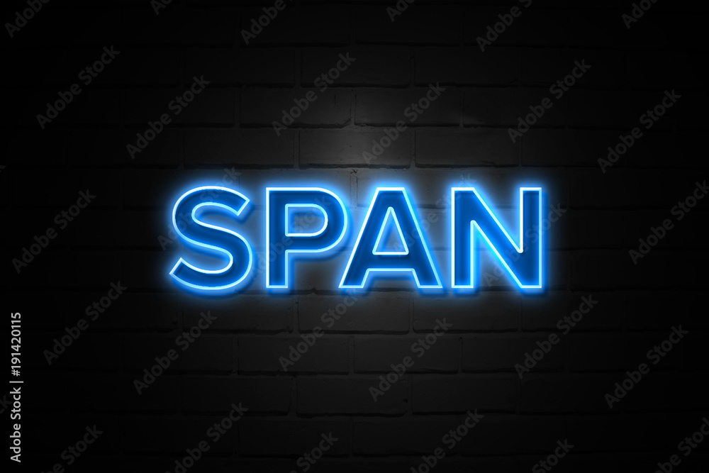 Span neon Sign on brickwall Span neon Sign on brickwall