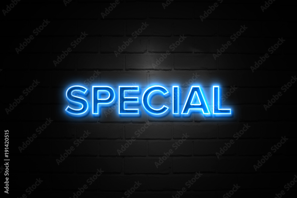 Special neon Sign on brickwall Special neon Sign on brickwall