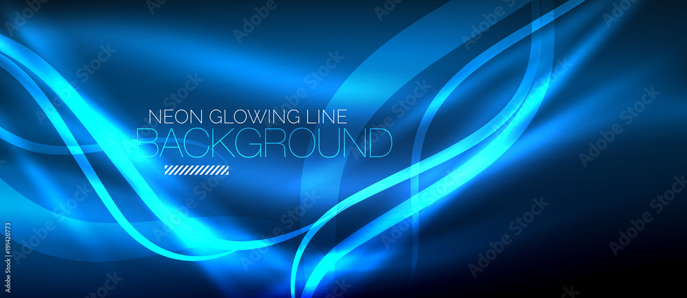 Neon blue elegant smooth wave lines digital abstract background Neon blue elegant smooth wave lines digital abstract background