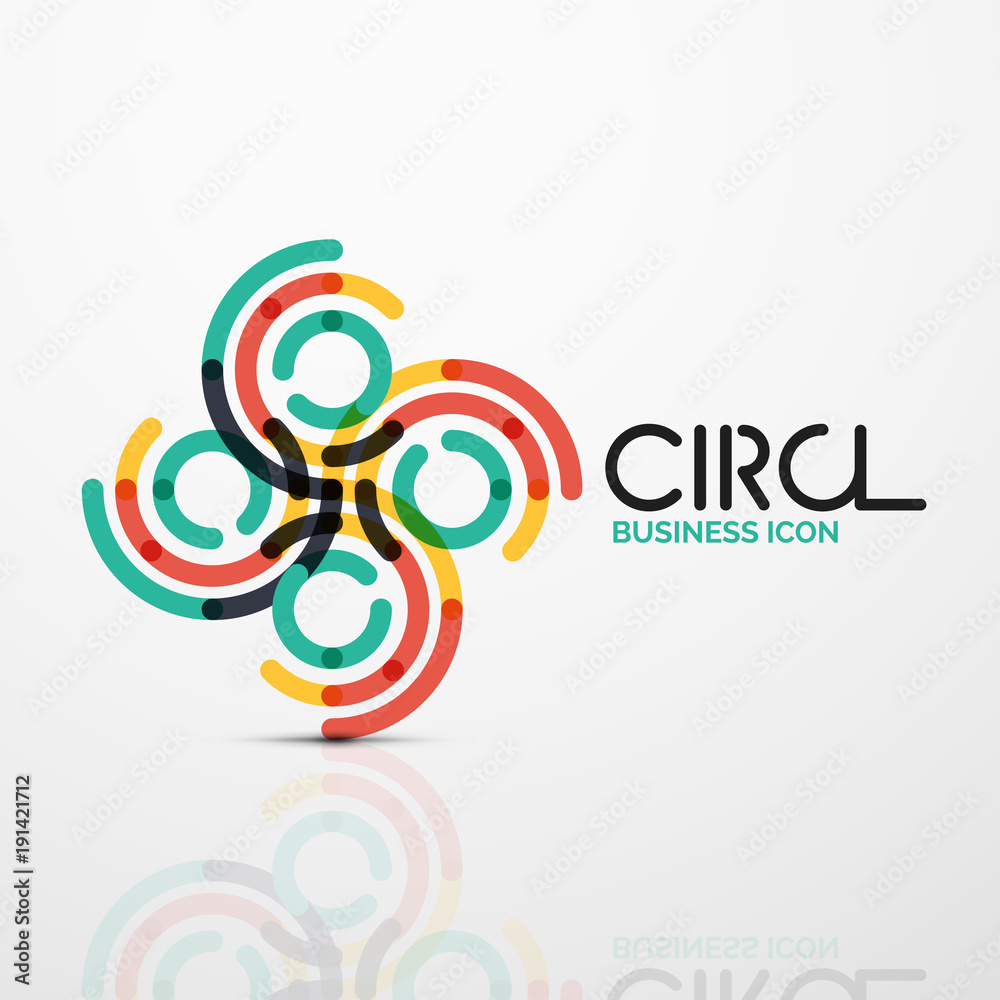 Abstract swirl lines symbol, circle logo icon