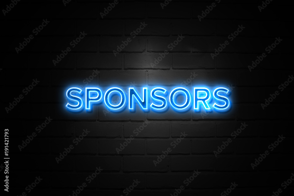 Sponsors neon Sign on brickwall Sponsors neon Sign on brickwall
