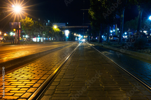 Street railway at night, San Francisco.